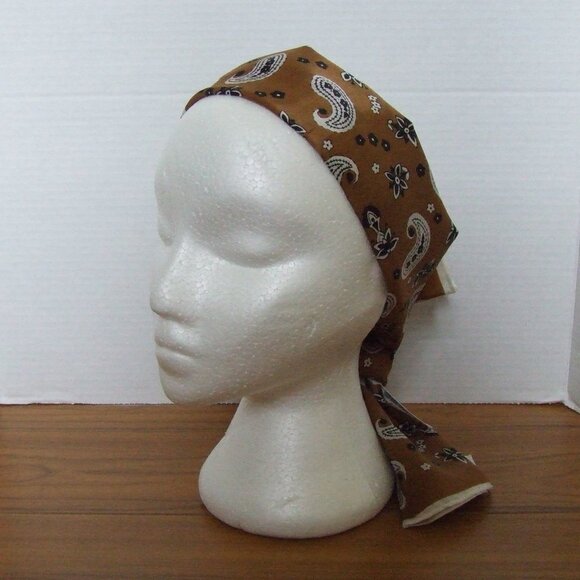 Paisley scarf vintage acetate rectangle long Scarves and Allied Arts brown white - Picture 2 of 11